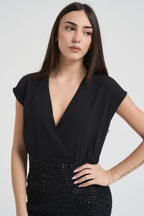 Abito donna nero con dettaglio lurex TF2200 NERA VICOLO 