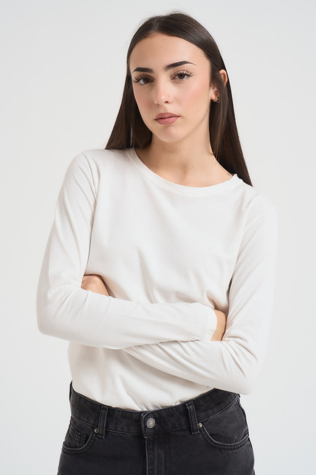 Maglia donna a maniche lunghe bianco UF0121 BIANCO VICOLO 