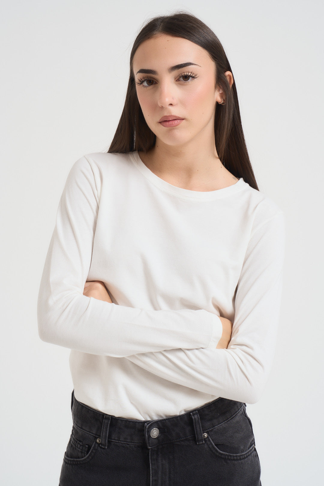 Maglia donna a maniche lunghe bianco UF0121 BIANCO VICOLO 