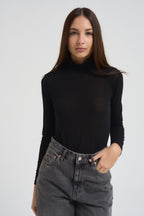 Maglia donna a collo alto nera 10874 NERO VITTO 