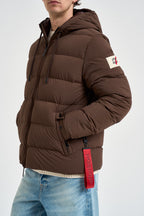 Piumino uomo corto con cappuccio marrone VERBIER N78641290 AFTER LABEL 