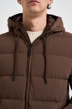 Piumino uomo corto con cappuccio marrone VERBIER N78641290 AFTER LABEL 