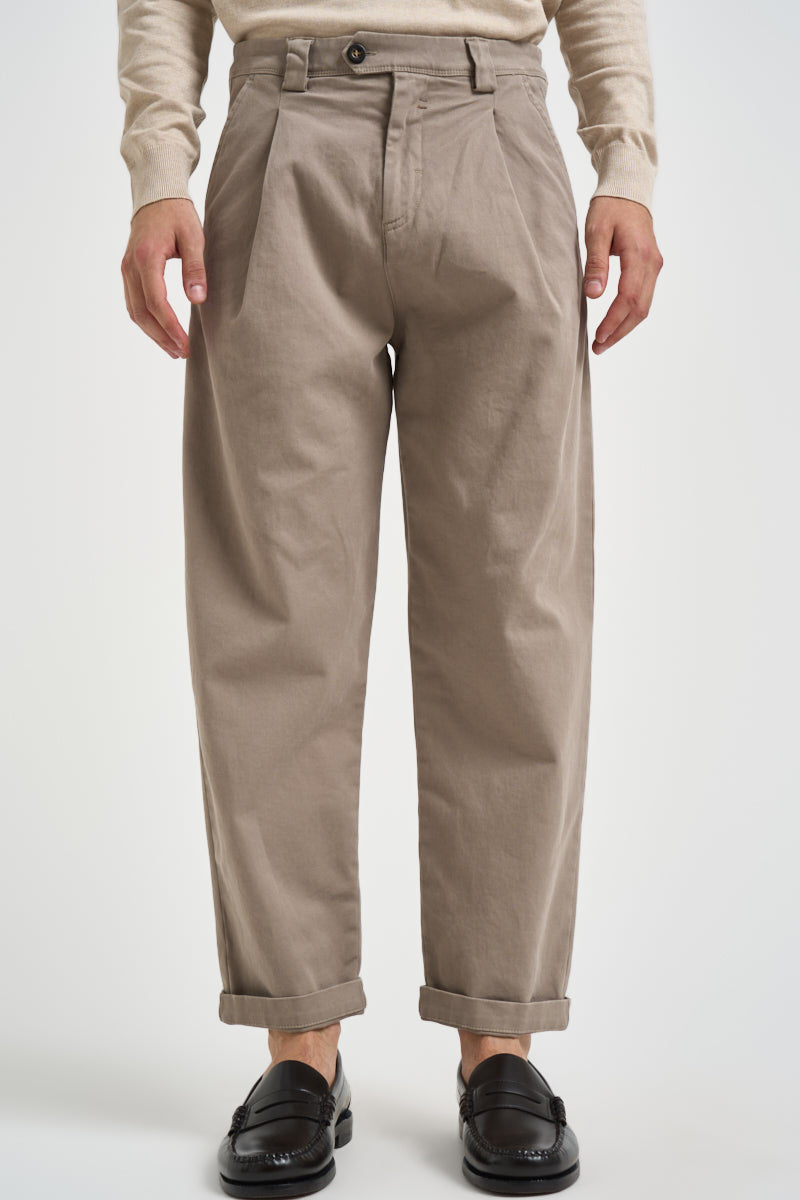 Pantalone uomo con pinces in cotone tortora 2788Y ACCIAIOTORTORA ALTA TENSIONE 
