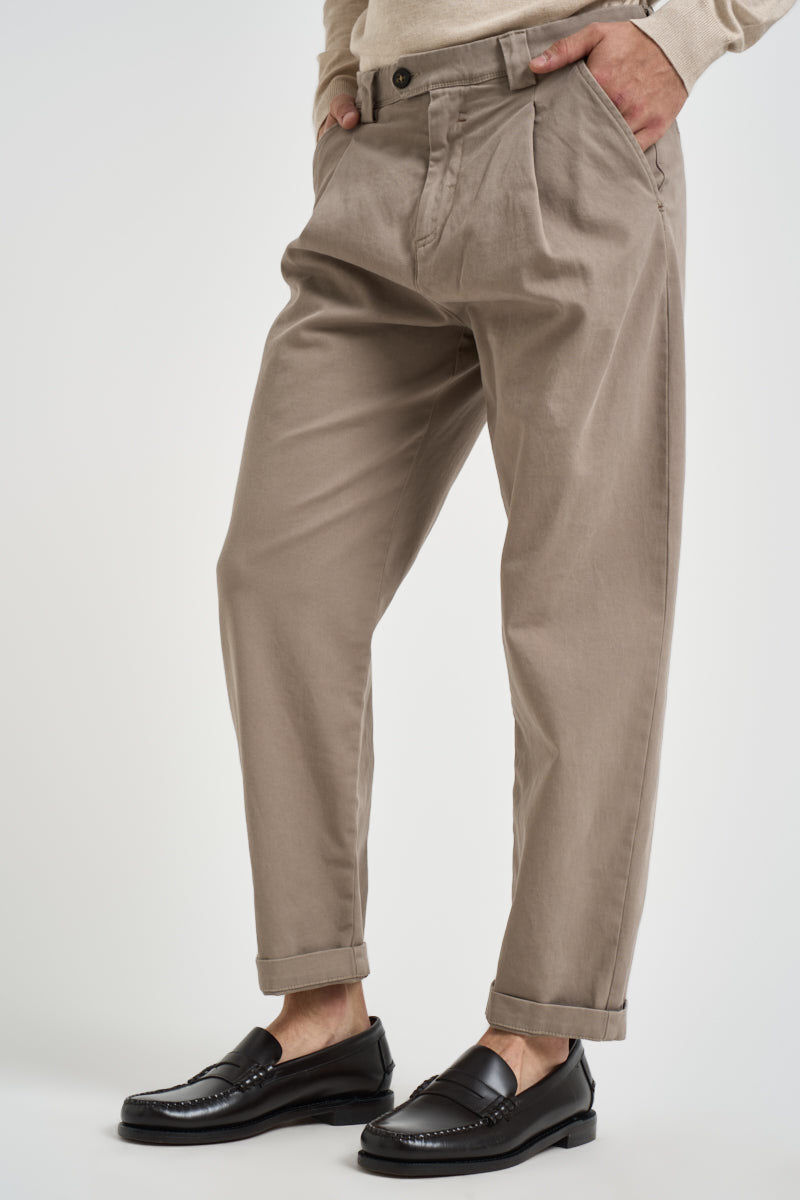 Pantalone uomo con pinces in cotone tortora 2788Y ACCIAIOTORTORA ALTA TENSIONE 