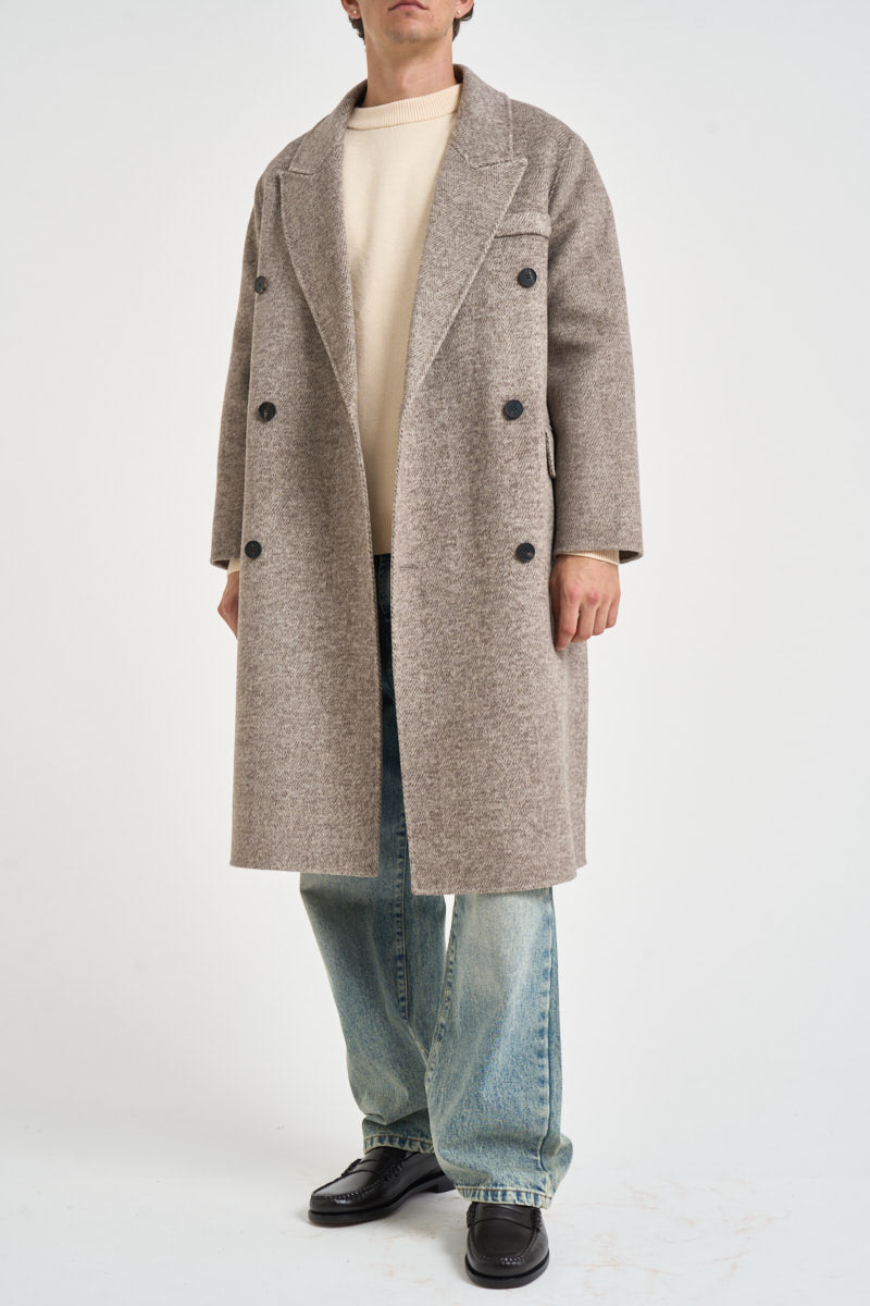 Cappotto uomo lungo doppiopetto tortora mélange B6AC0037 CIOCCOLATO AMARANTO 