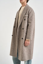 Cappotto uomo lungo doppiopetto tortora mélange B6AC0037 CIOCCOLATO AMARANTO 