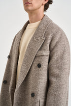 Cappotto uomo lungo doppiopetto tortora mélange B6AC0037 CIOCCOLATO AMARANTO 