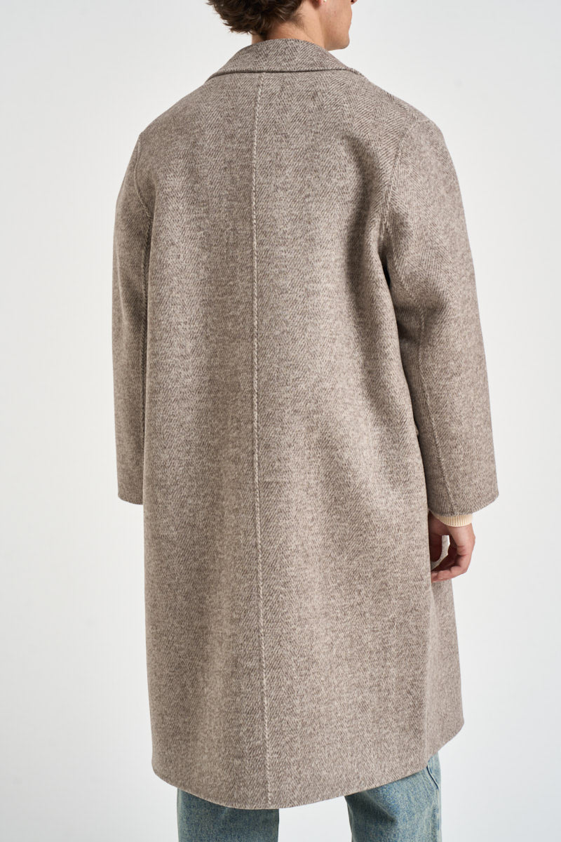 Cappotto uomo lungo doppiopetto tortora mélange B6AC0037 CIOCCOLATO AMARANTO 