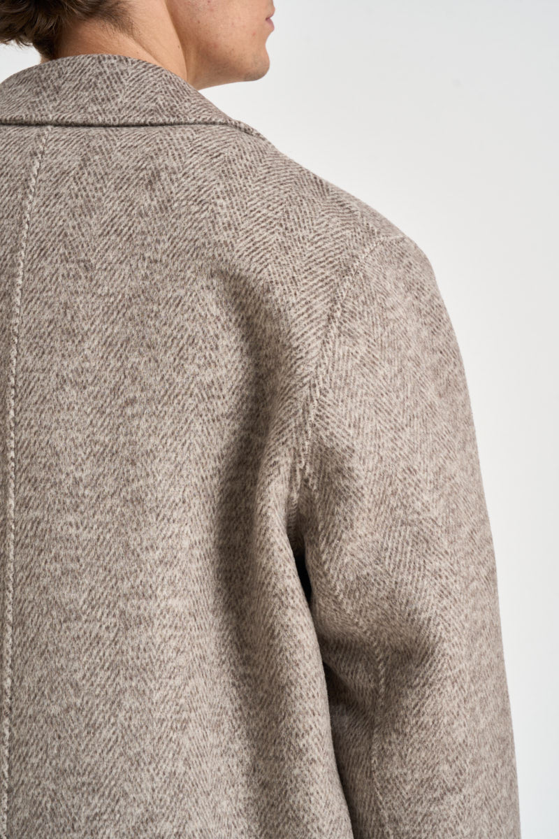 Cappotto uomo lungo doppiopetto tortora mélange B6AC0037 CIOCCOLATO AMARANTO 