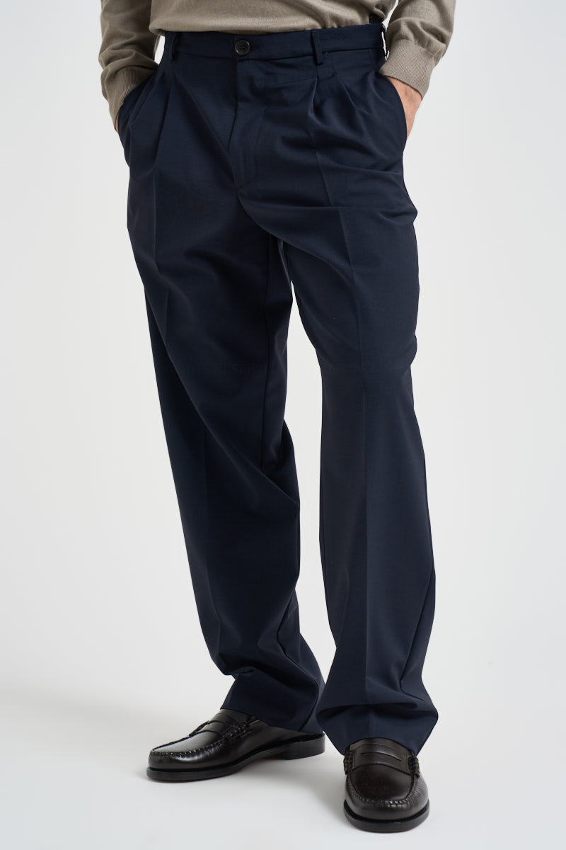 Pantaloni uomo relaxed fit palazzo blu notte B6AC0046 NAVY AMARANTO 