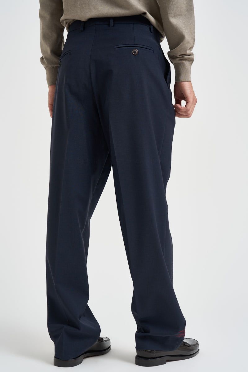 Pantaloni uomo relaxed fit palazzo blu notte B6AC0046 NAVY AMARANTO 