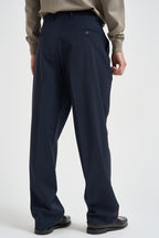 Pantaloni uomo relaxed fit palazzo blu notte B6AC0046 NAVY AMARANTO 