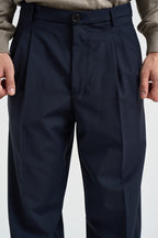 Pantaloni uomo relaxed fit palazzo blu notte B6AC0046 NAVY AMARANTO 