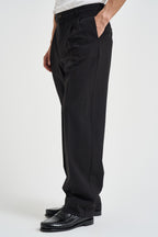 Pantaloni uomo relaxed fit palazzo neri B6AC0046 NERO AMARANTO 