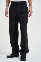Pantaloni uomo relaxed fit palazzo neri B6AC0046 NERO AMARANTO 