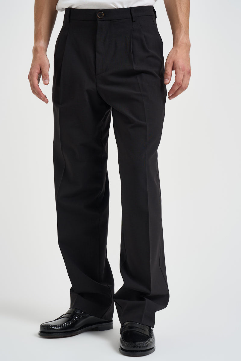 Pantaloni uomo relaxed fit palazzo neri B6AC0046 NERO AMARANTO 