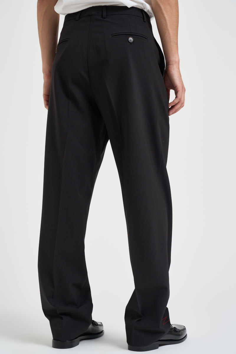 Pantaloni uomo relaxed fit palazzo neri B6AC0046 NERO AMARANTO 