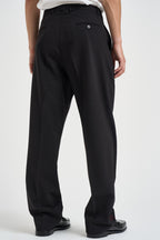 Pantaloni uomo relaxed fit palazzo neri B6AC0046 NERO AMARANTO 