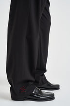 Pantaloni uomo relaxed fit palazzo neri B6AC0046 NERO AMARANTO 