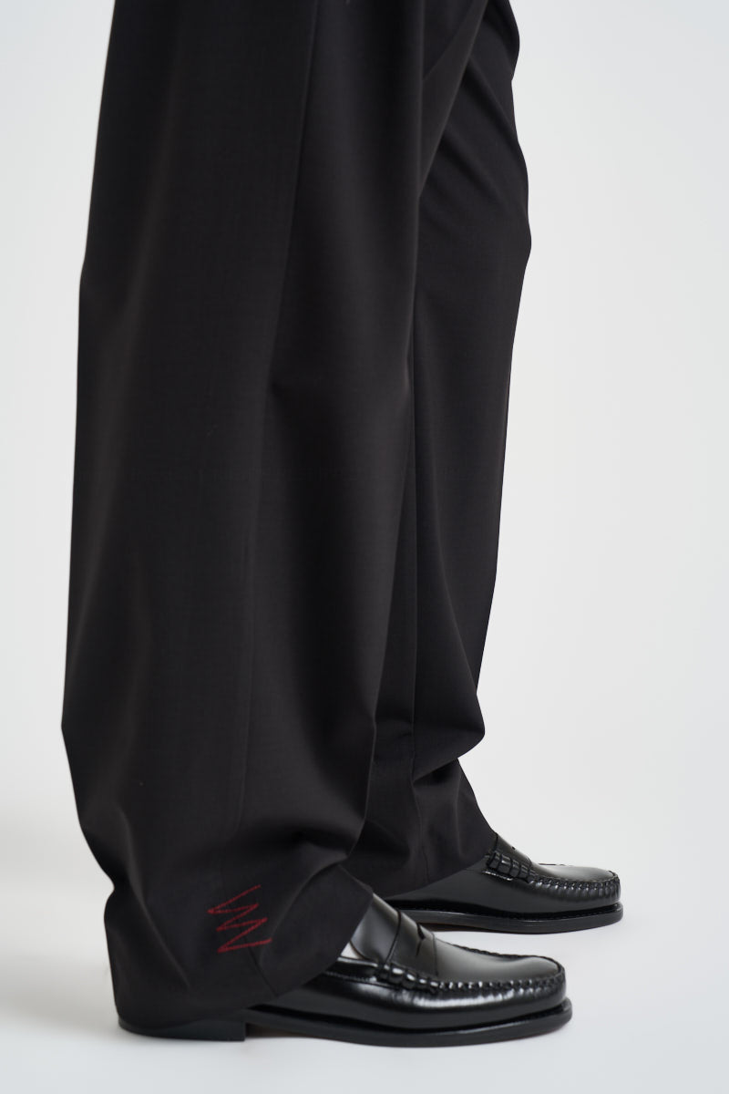 Pantaloni uomo relaxed fit palazzo neri B6AC0046 NERO AMARANTO 