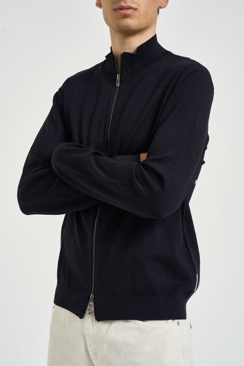 Maglia uomo con zip blu notte - 2