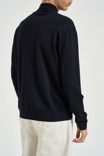 Maglia uomo con zip blu notte - 4