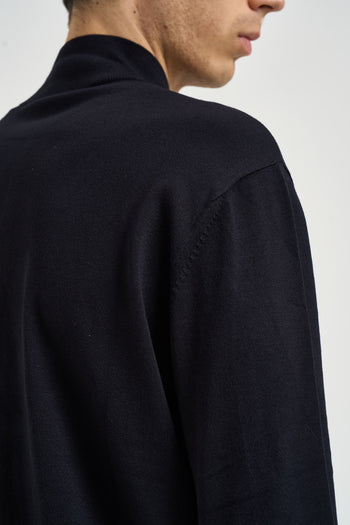 Maglia uomo con zip blu notte - 5