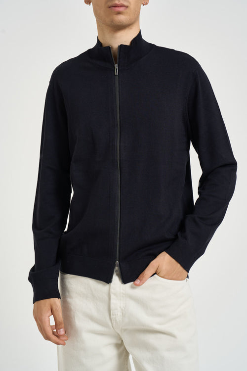 Maglia uomo con zip blu notte