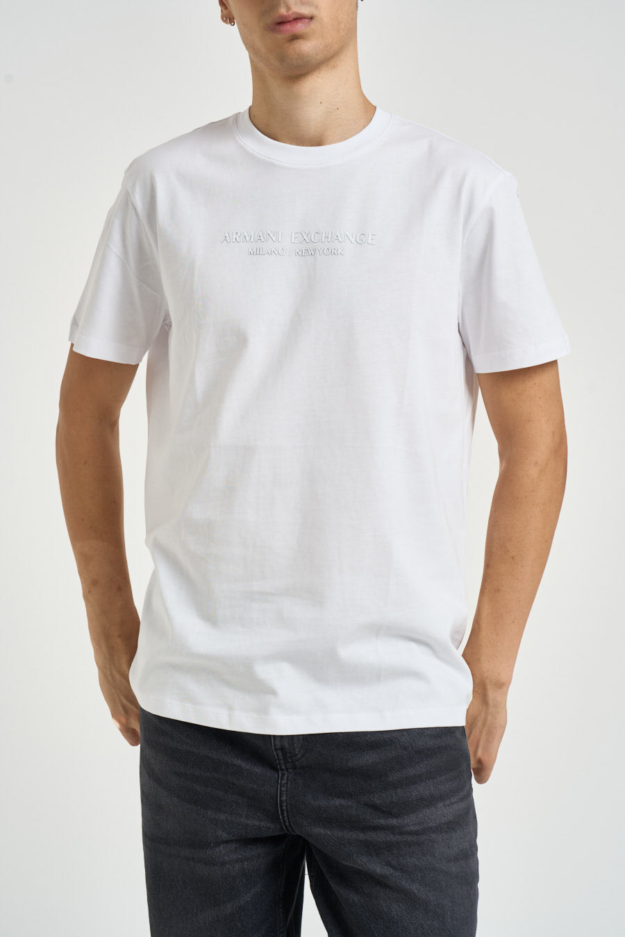 T-shirt uomo girocollo con logo bianca XM001280 AF10361U0002 ARMANI EXCHANGE 