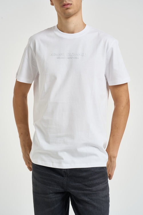 T-shirt uomo girocollo con logo bianca - 1