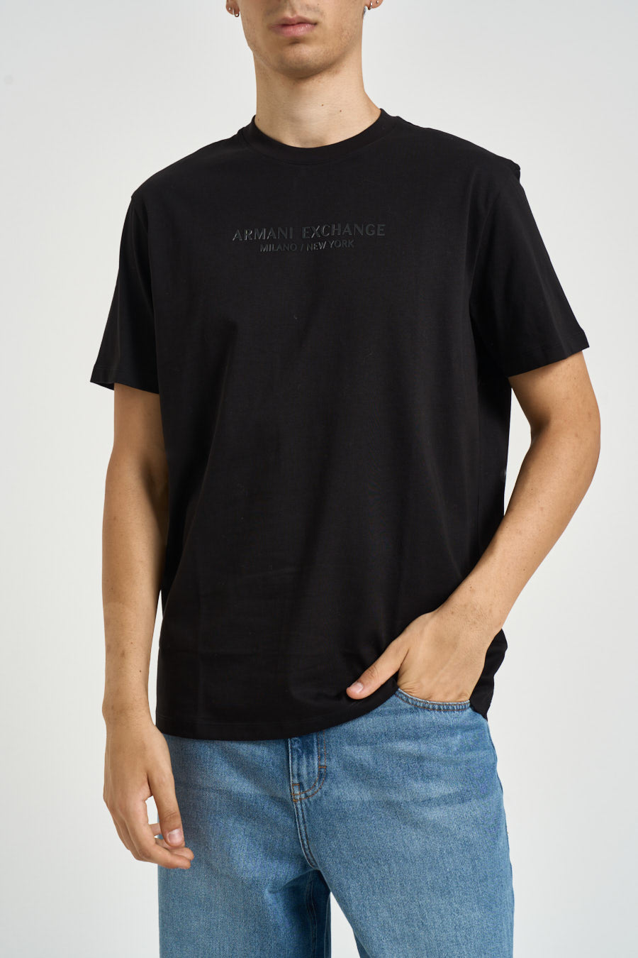 T-shirt uomo girocollo con logo nera XM001280 AF10361UC001 ARMANI EXCHANGE 
