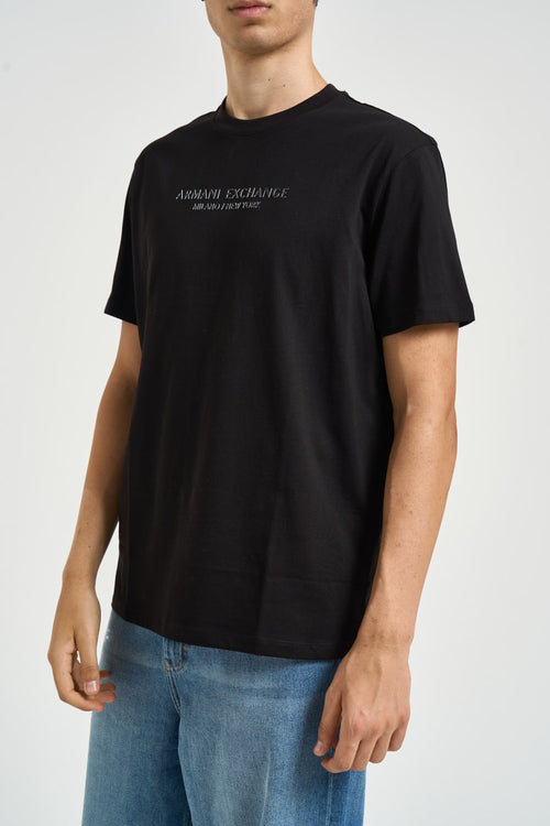 T-shirt uomo girocollo con logo nera - 2
