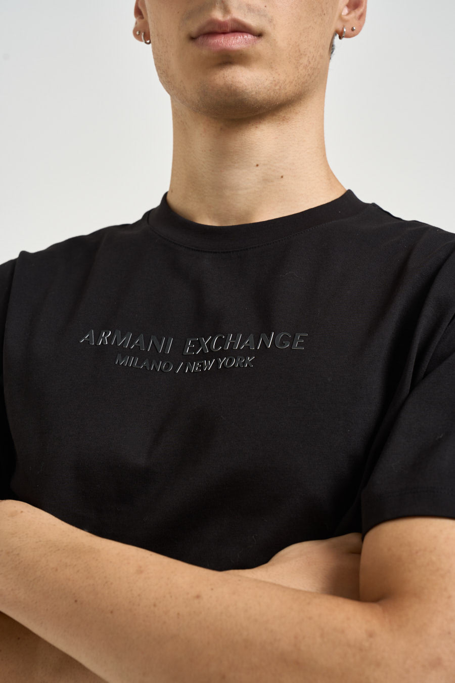 T-shirt uomo girocollo con logo nera XM001280 AF10361UC001 ARMANI EXCHANGE 