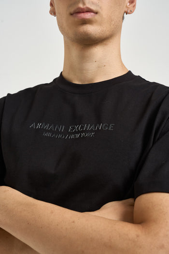T-shirt uomo girocollo con logo nera - 3