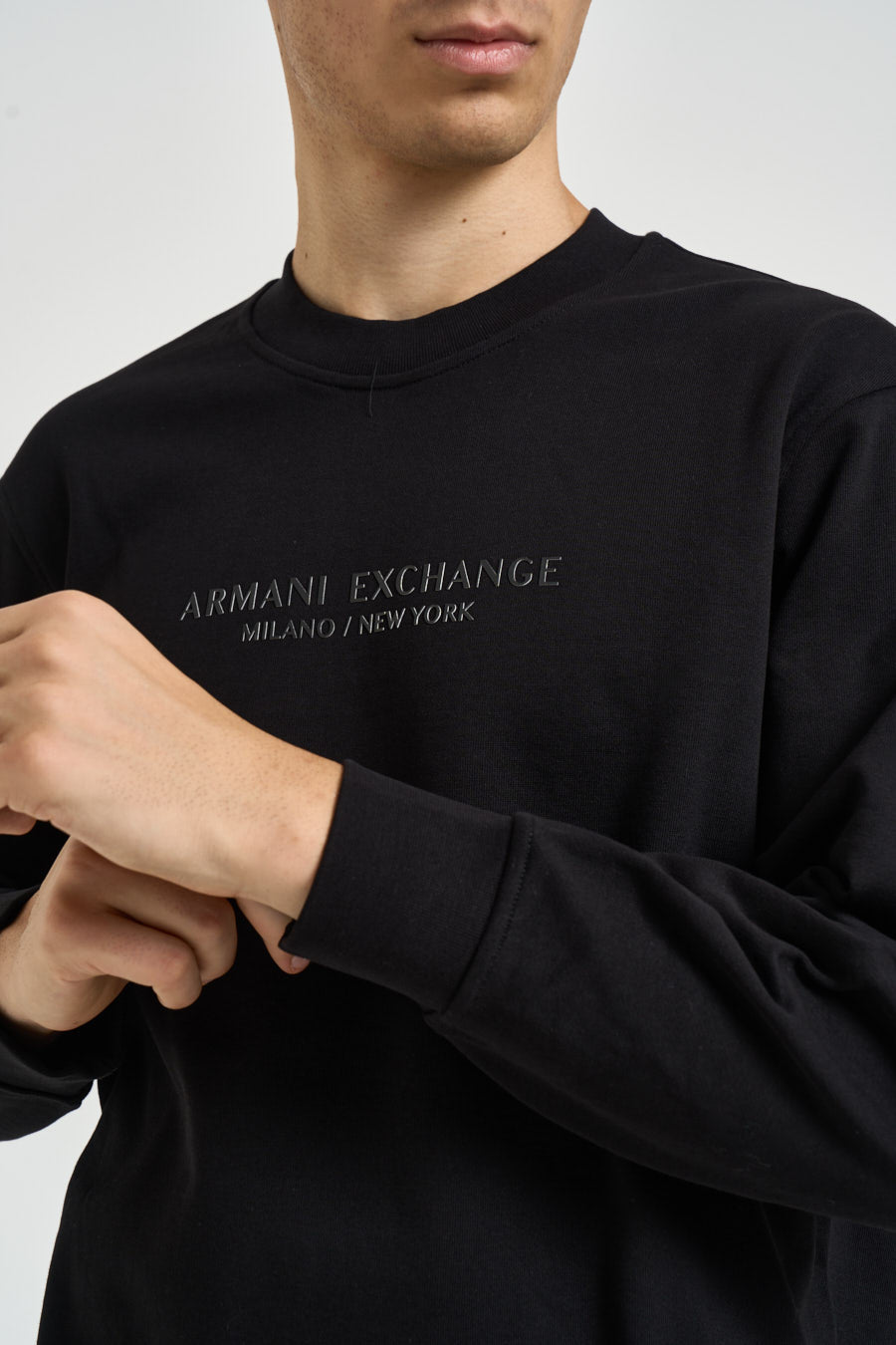Felpa uomo girocollo nera XM001284 AF20934UC001 ARMANI EXCHANGE 