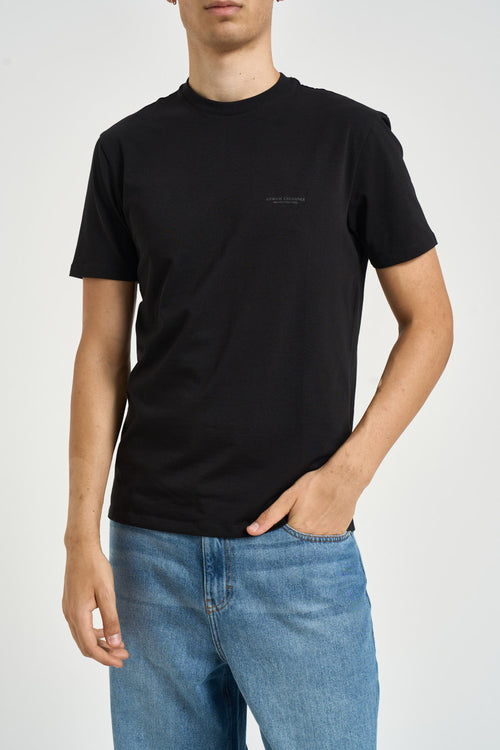 T-shirt uomo a girocollo nera - 1