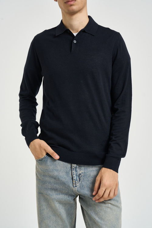 Polo uomo a maniche lunghe blu