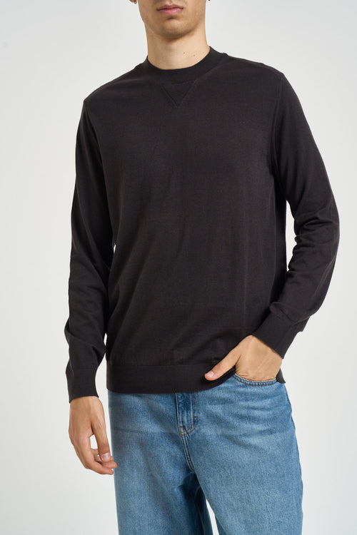 Maglia uomo girocollo marrone scuro - 1