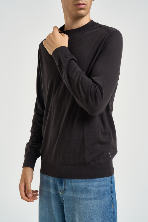 Maglia uomo girocollo marrone scuro - 2