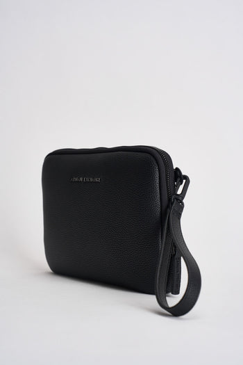 Pochette uomo nera con texture martellata - 3