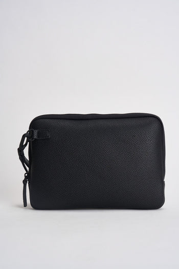 Pochette uomo nera con texture martellata - 5