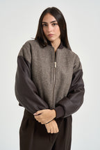 Bomber donna maniche in ecopelle marrone XW002450 AF26075F6044 ARMANI EXCHANGE 