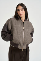 Bomber donna maniche in ecopelle marrone XW002450 AF26075F6044 ARMANI EXCHANGE 