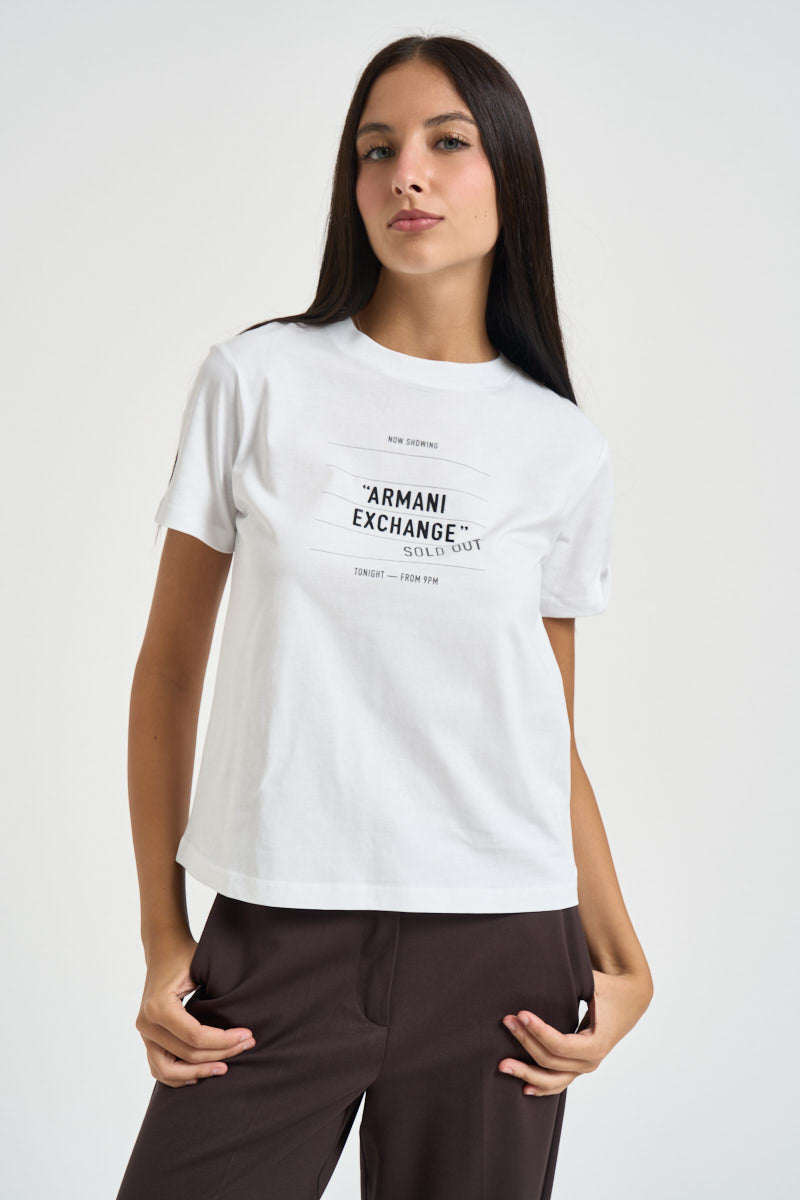T-shirt donna con stampa bianca XW002734 AF23954U0002 ARMANI EXCHANGE 