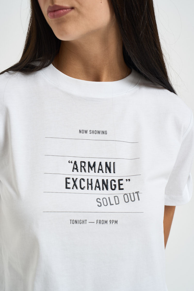T-shirt donna con stampa bianca XW002734 AF23954U0002 ARMANI EXCHANGE 