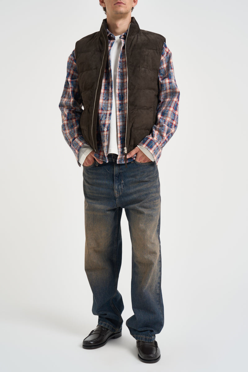 Gilet uomo imbottito in suede moro P12 SUEDE290 AT.P.CO 