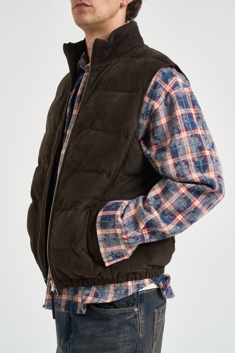 Gilet uomo imbottito in suede moro P12 SUEDE290 AT.P.CO 