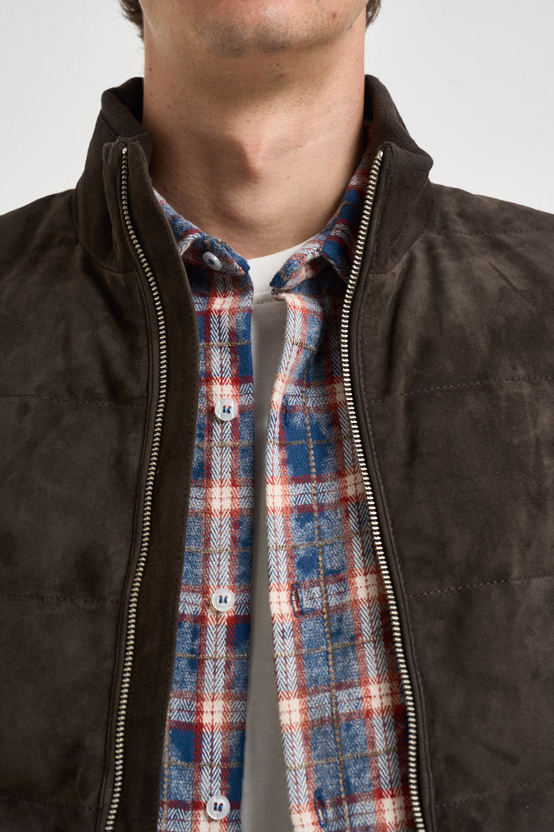 Gilet uomo imbottito in suede moro P12 SUEDE290 AT.P.CO 