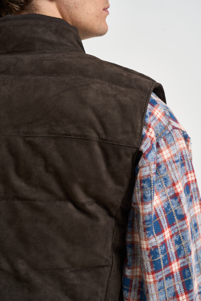 Gilet uomo imbottito in suede moro P12 SUEDE290 AT.P.CO 
