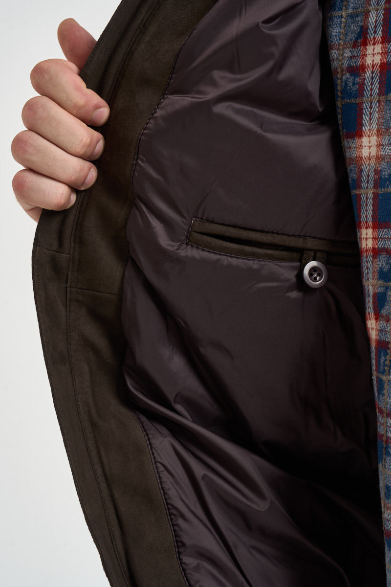 Gilet uomo imbottito in suede moro P12 SUEDE290 AT.P.CO 
